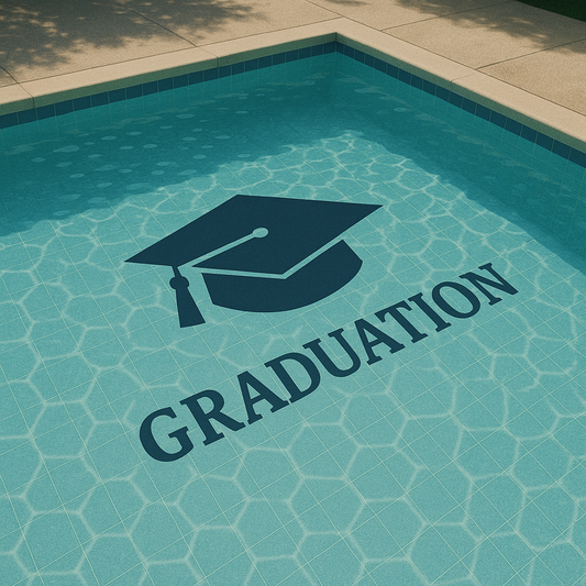 Pool with graduation logo